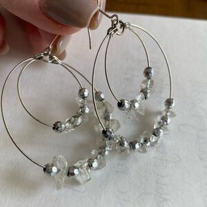 Silver beaded hoop earrings